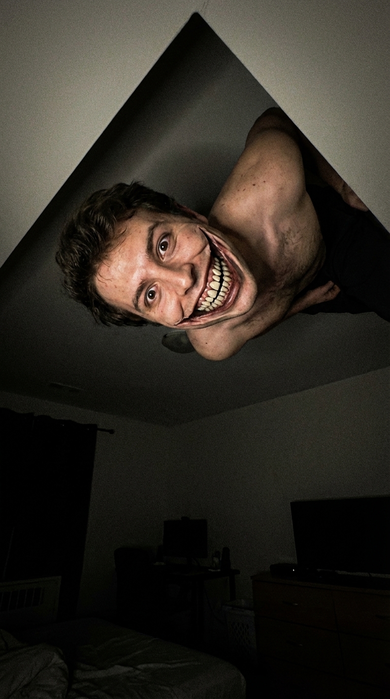 Ceiling Corner character reference horror prompt
