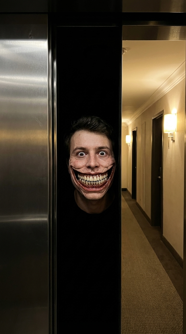Elevator Doors Opening character reference horror prompt