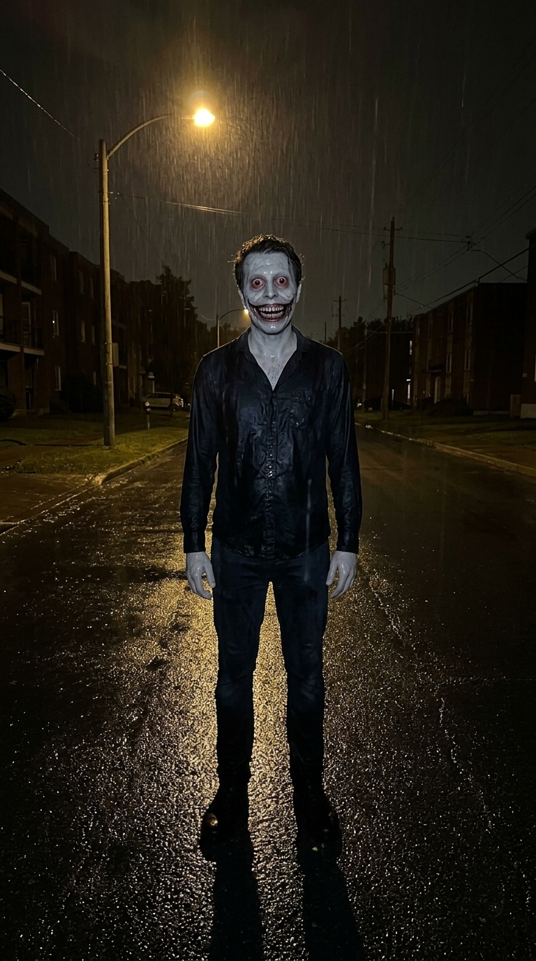 Horror Street Lamp Rain character reference horror prompt