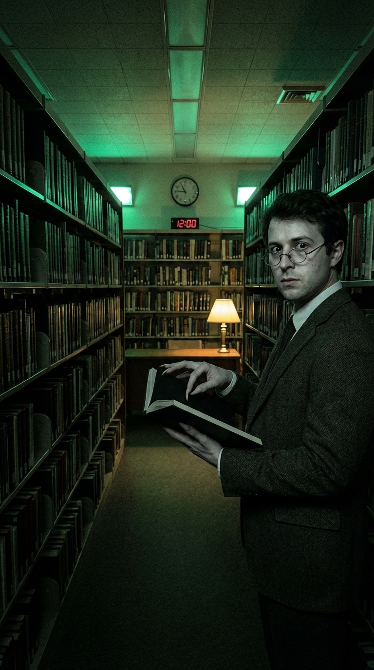 Demonic Librarian character reference horror prompt