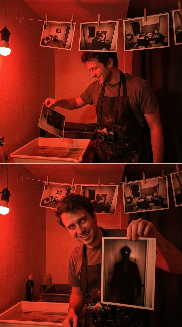 Demonic Photographer character reference horror prompt