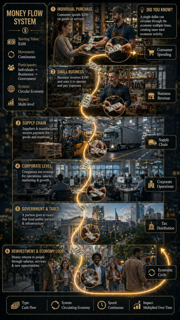 Money flow economy prompt - ChatGPT image prompt example