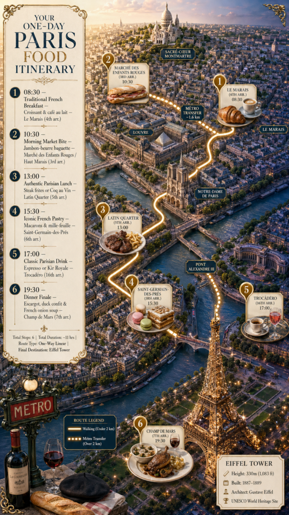 Paris Food Route Prompt - ChatGPT image prompt example