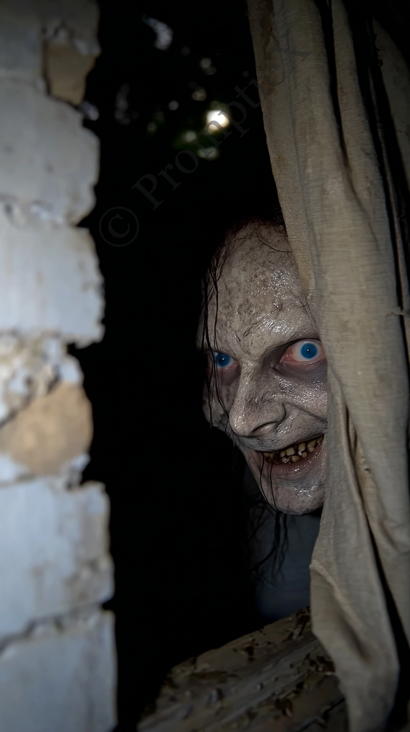 Creepy Man Window Horror Prompt | Free Photo Prompt | PROMPTIEX
